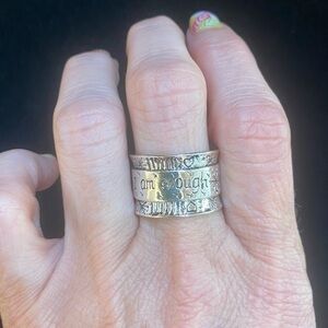 I am enough engraved fashion ring - silver tone - wide band